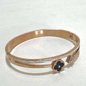 Rose gold and Black Floral Bracelet - Stainless Steel